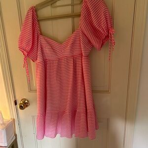 Amanda Uprichard dress pink puff sleeve